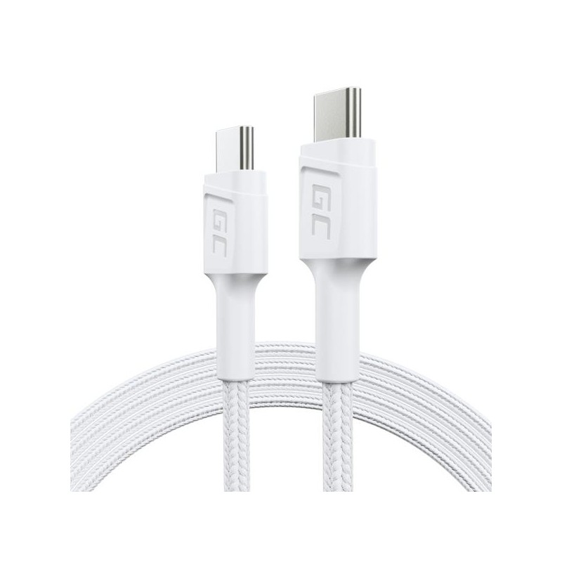 Green Cell kabel USB-C bílý, 1.2m PowerStream s rychlým nabíjením Power Delivery 60W, Ultra Charge, Quick Charge 3.0