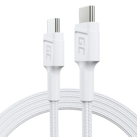 Green Cell kabel USB-C bílý, 1.2m PowerStream s rychlým nabíjením Power Delivery 60W, Ultra Charge, Quick Charge 3.0