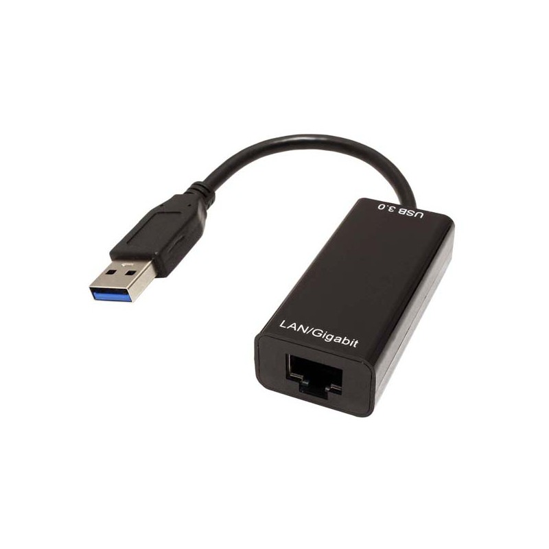 USB/LAN adaptér (3.0), USB A samec - RJ45 samice, černá, Gigabit Ethernet