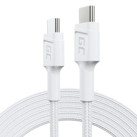 Green Cell kabel USB-C bílý, 2m PowerStream s rychlým nabíjením Power Delivery 60W, Ultra Charge, Quick Charge 3.0