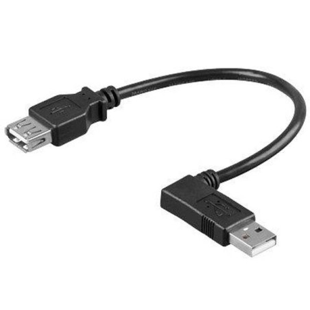 USB prodlužka (2.0), USB A samec - USB A samice, 0.1m, lomený 90&deg , černý, DOPRODEJ
