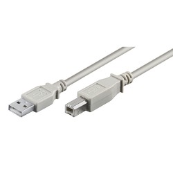 USB kabel (2.0), USB A samec - USB B samec, 3m, šedý, plastic bag, DOPRODEJ