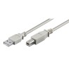 USB kabel (2.0), USB A samec - USB B samec, 3m, šedý, plastic bag, DOPRODEJ