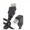 USB kabel (2.0), USB A samec - USB B samec, 2m, lomený 90&deg , černý