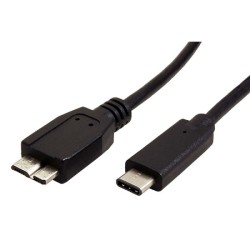 USB kabel (3.0), USB C samec - USB micro B samec, 1m, kulatý, černý, plastic bag, DOPRODEJ