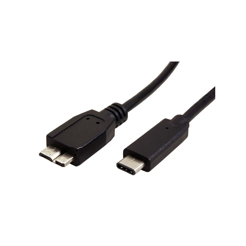 USB kabel (3.0), USB C samec - USB micro B samec, 1m, kulatý, černý, plastic bag, DOPRODEJ