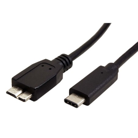 USB kabel (3.0), USB C samec - USB micro B samec, 1m, kulatý, černý, plastic bag, DOPRODEJ