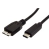 USB kabel (3.0), USB C samec - USB micro B samec, 1m, kulatý, černý, plastic bag, DOPRODEJ