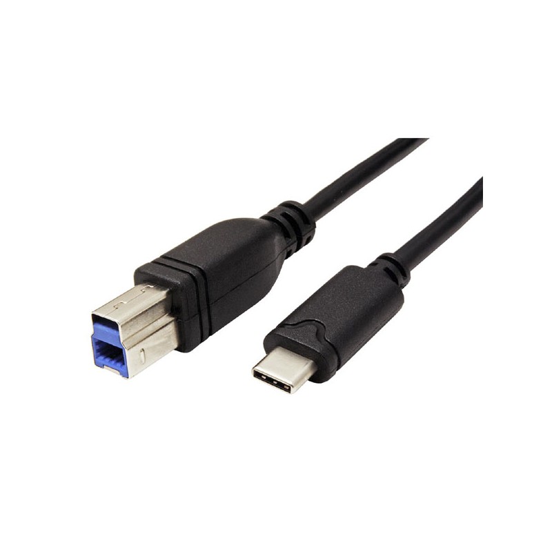 USB kabel (3.0), USB C samec - USB3.0 B samec, 3m, kulatý, černý, plastic bag, SuperSpeed