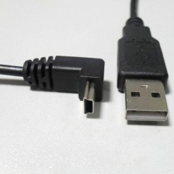USB kabel (2.0), USB A samec - miniUSB samec, 1.8m, lomený 90&deg , černý