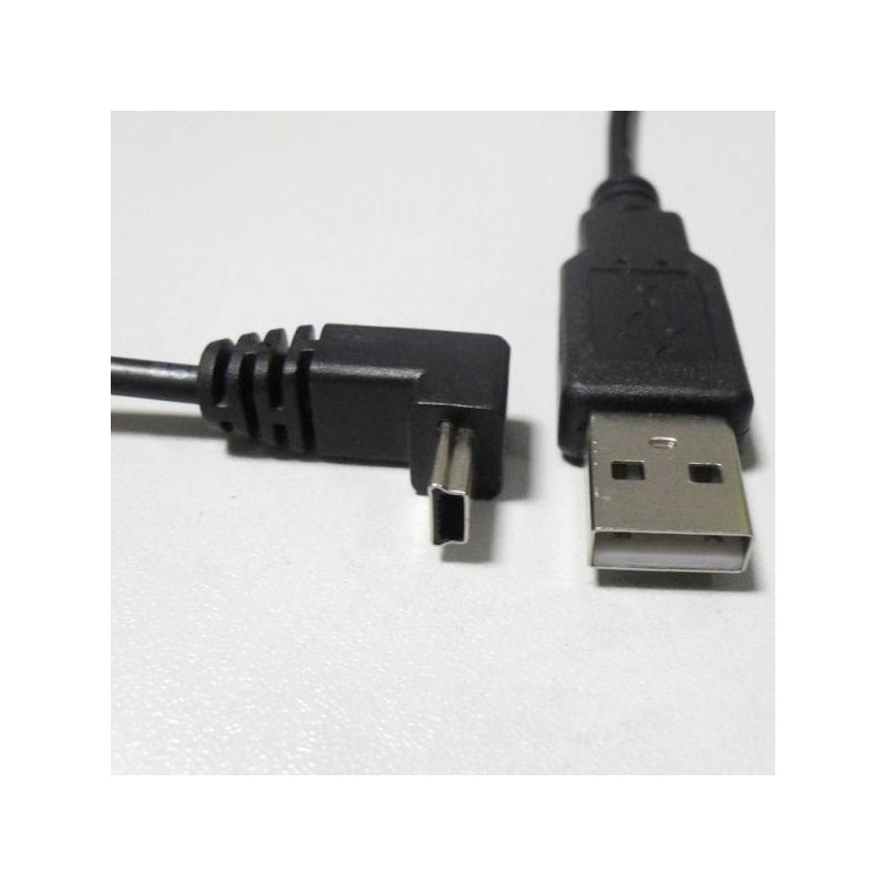 USB kabel (2.0), USB A samec - miniUSB samec, 1.8m, lomený 90&deg , černý