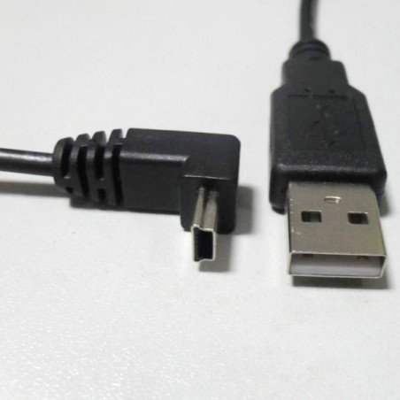 USB kabel (2.0), USB A samec - miniUSB samec, 1.8m, lomený 90&deg , černý