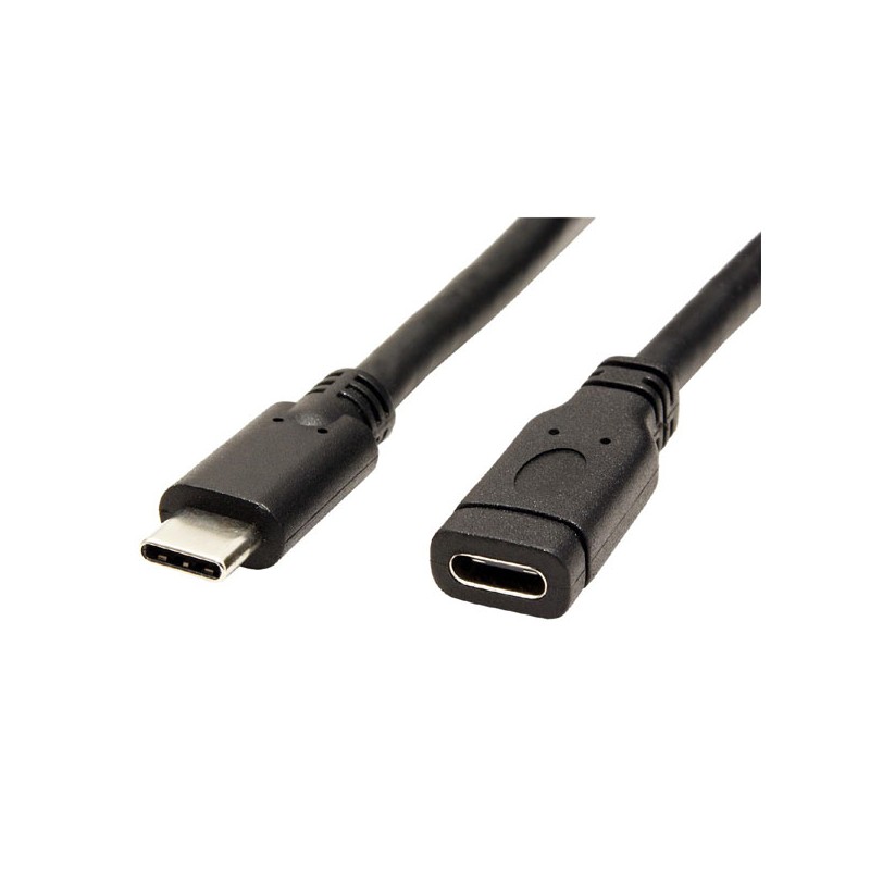 Prodlužovací USB kabel (3.1), USB C samec - USB C samice, 1m, černý, plastic bag