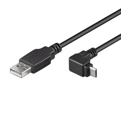 USB kabel (2.0), USB A samec - microUSB samec, 1.8m, lomený 90&deg , černý