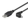 USB kabel (2.0), USB A samec - microUSB samec, 1.8m, lomený 90&deg , černý
