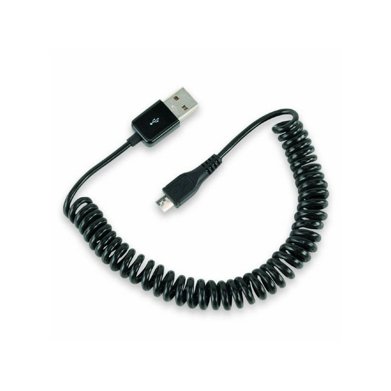 USB kabel (2.0), USB A samec - microUSB samec, 1m, kroucený, černý, DOPRODEJ