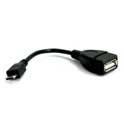 Logo USB kabel (2.0), microUSB samec - USB A samice, 0.15m, OTG, černý, DOPRODEJ