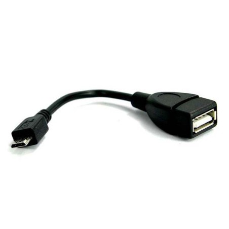 Logo USB kabel (2.0), microUSB samec - USB A samice, 0.15m, OTG, černý, DOPRODEJ