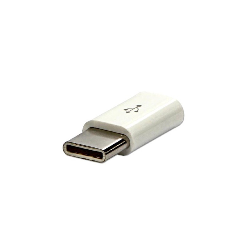 USB redukce, (2.0), USB C samec - microUSB samice, bílá
