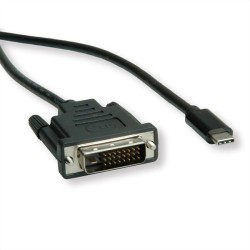 USB/Video kabel, DP Alt Mode, USB C samec - DVI (24+1) samec, 2 m, kulatý, černý, plastic bag, DOPRODEJ