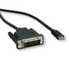 USB/Video kabel, DP Alt Mode, USB C samec - DVI (24+1) samec, 1 m, kulatý, černý, plastic bag, DOPRODEJ