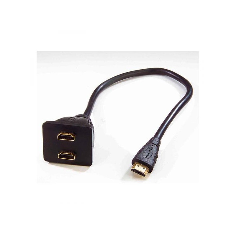 Video rozdvojka, HDMI samec - 2x HDMI samice, černá, pozlacené konektory