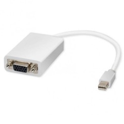 Video převodník, mini DisplayPort samec - VGA (D-sub) samice, bílá, DOPRODEJ