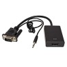 Video převodník, VGA (D-sub) samec + audio jack (3.5mm) samec - HDMI samice, HDMI 1.3 - Standard, černá, Logo blistr, DOPRODEJ