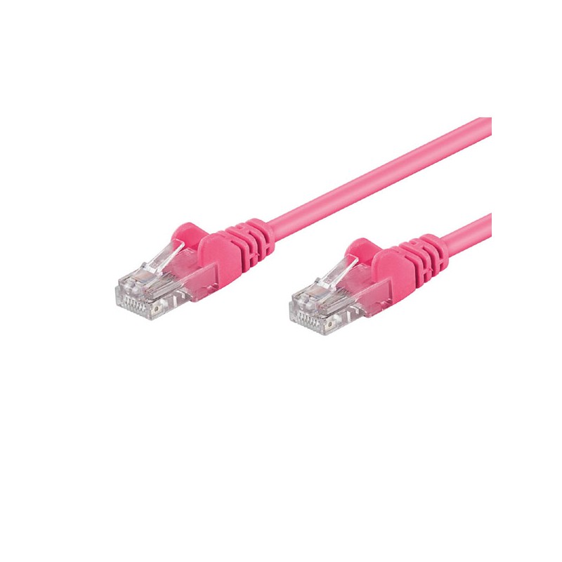 Síťový LAN kabel UTP patchcord, Cat.5e, RJ45 samec - RJ45 samec, 0.5 m, nestíněný, růžový, DOPRODEJ