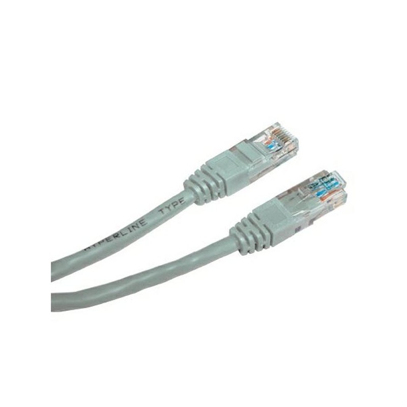 Síťový LAN kabel UTP patchcord, Cat.5e, RJ45 samec - RJ45 samec, 1 m, nestíněný, CCA, šedý, economy