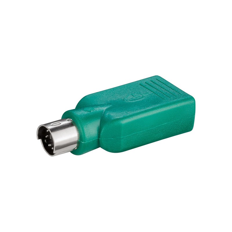 USB-PS/2 redukce, pro myš, PS/2 samec - USB A samice, zelená