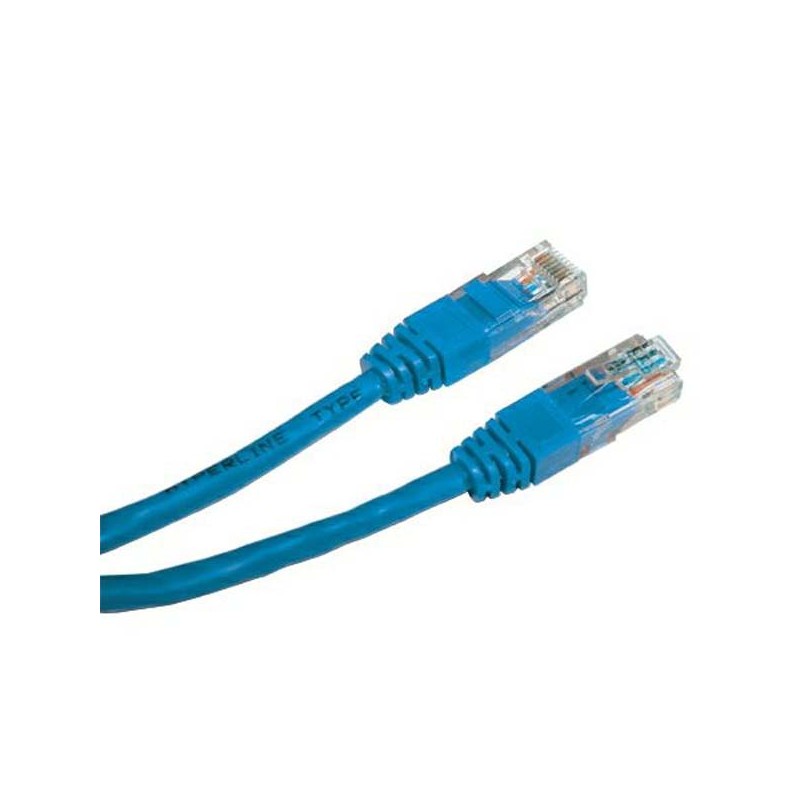 Síťový LAN kabel UTP patchcord, Cat.6, RJ45 samec - RJ45 samec, 0.5 m, nestíněný, modrý, economy, DOPRODEJ