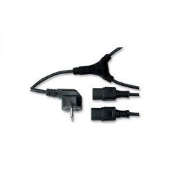 Síťový kabel 230V napájecí, CEE7 (vidlice) - C13 2x, 2m, VDE approved, černý, Logo, rozdvojka, DOPRODEJ