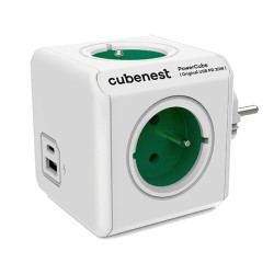Cubenest - PowerCube, 0.1m, Original USB PD 20W, A+C, zelená, POWERCUBE, 4 zásuvky, USB A+C, Power Delivery 20W