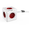 Síťový kabel 230V prodlužovací, CEE7 (vidlice) - POWERCUBE, 3m, EXTENDED, červený, POWERCUBE, 5 zásuvek, dětské pojistky