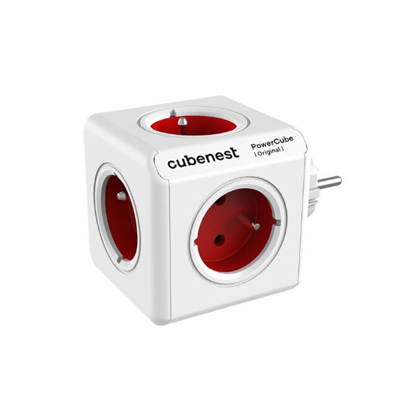 Cubenest - PowerCube, 0.1m, ORIGINAL USB, červená, POWERCUBE, 5x zásuvka
