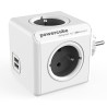 Rozbočovací zásuvka 240V, CEE7 (vidlice) - POWERCUBE, 0.1m, ORIGINAL USB, šedá, POWERCUBE, 4 zásuvky, 2xUSB porty