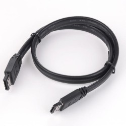 Kabel k hardisku datový eSATA, eSATA samec - eSATA samec, 0.5 m, 6 Gb/s, černý, baleno v sáčku, DOPRODEJ