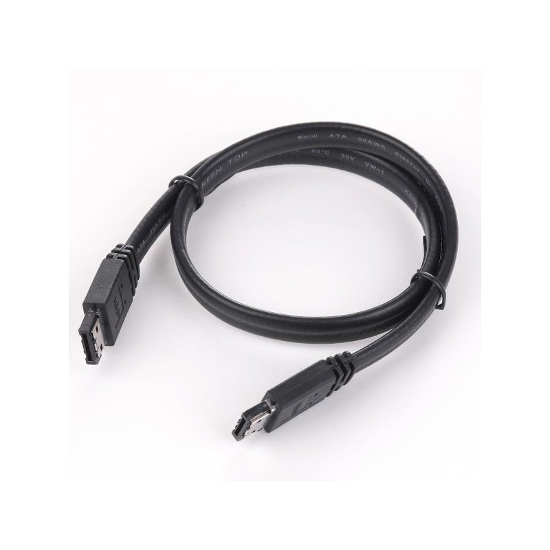 Kabel k hardisku datový eSATA, eSATA samec - eSATA samec, 0.5 m, 6 Gb/s, černý, baleno v sáčku, DOPRODEJ