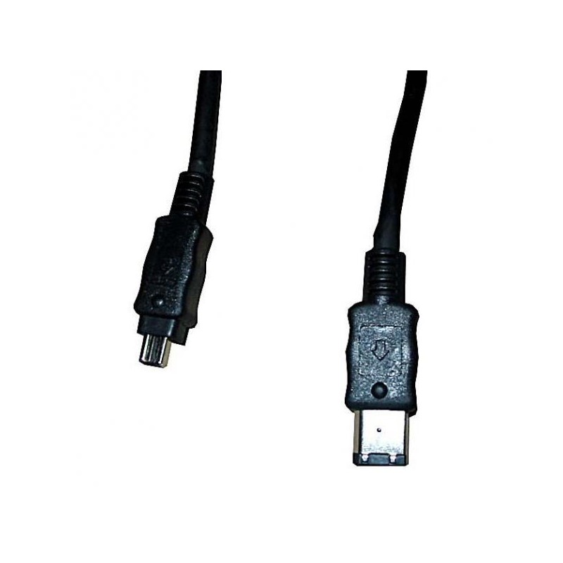 FireWire kabel IEEE 1394 (6pin) samec - IEEE 1394 (4pin) samec, 2 m, černý, Logo baleno v blistru, DOPRODEJ