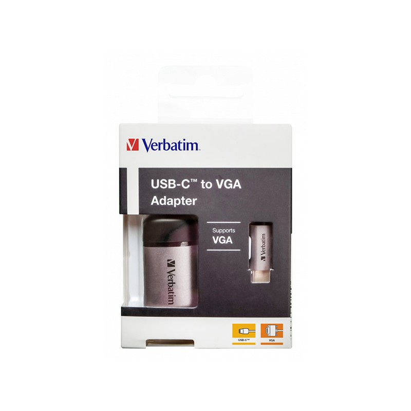 USB (3.1) hub 1-port, 49145, šedá, délka kabelu 10cm, Verbatim, adaptér USB C na VGA