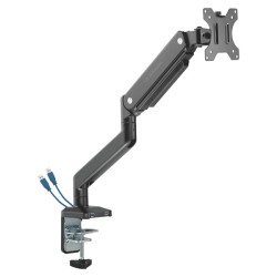 ULTRADESK BRANCH Single Polohovatelný držák pro monitor, černý, 10KG, svorka a průchodka stolu, 17"-32", 75x75/100x100