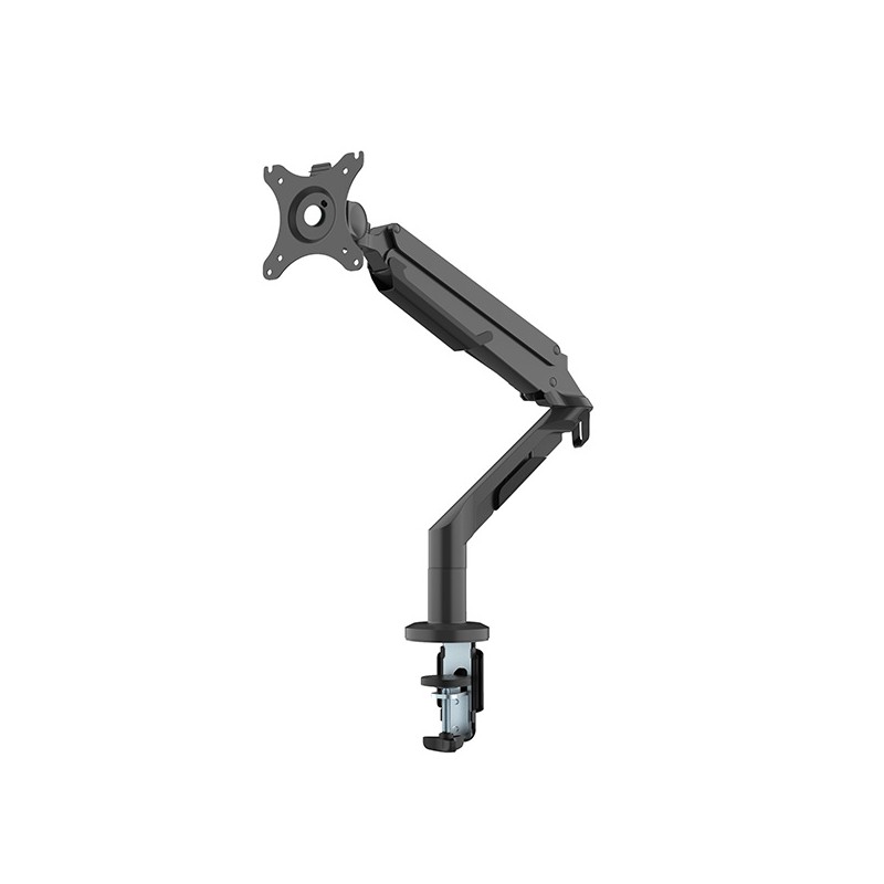 Polohovatelný držák pro monitor, černý, 3-12KG, svorka a průchodka stolu, 17"-36", 75x75/100x100