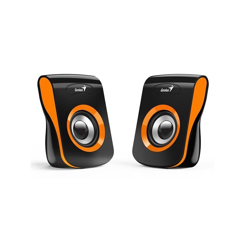Genius reproduktory SP-Q180, 2.0, 6W, černooranžové, regulace hlasitosti, stolní, 150Hz-20kHz, DOPRODEJ