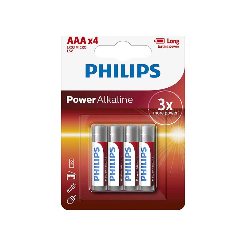 PHILIPS Jednorázová alkalická baterie AAA, 4-pack LR03P4B10