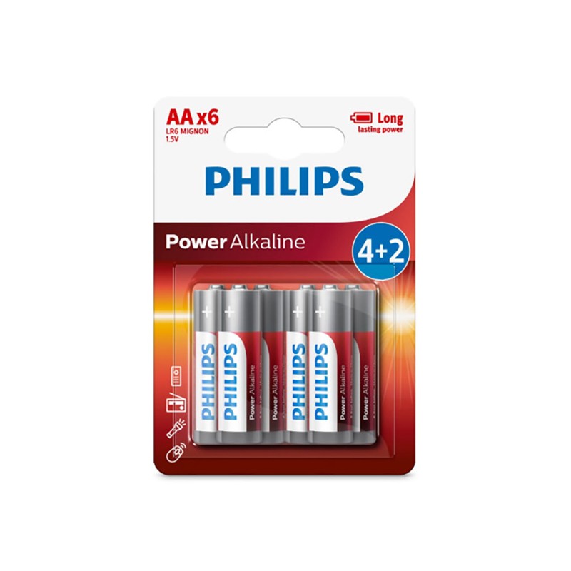 PHILIPS POWER Jednorázová alkalická baterie AA, 6-pack