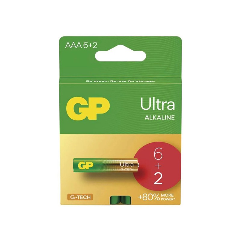 GP Jednorázová alkalická baterie AAA, 6+2 pack