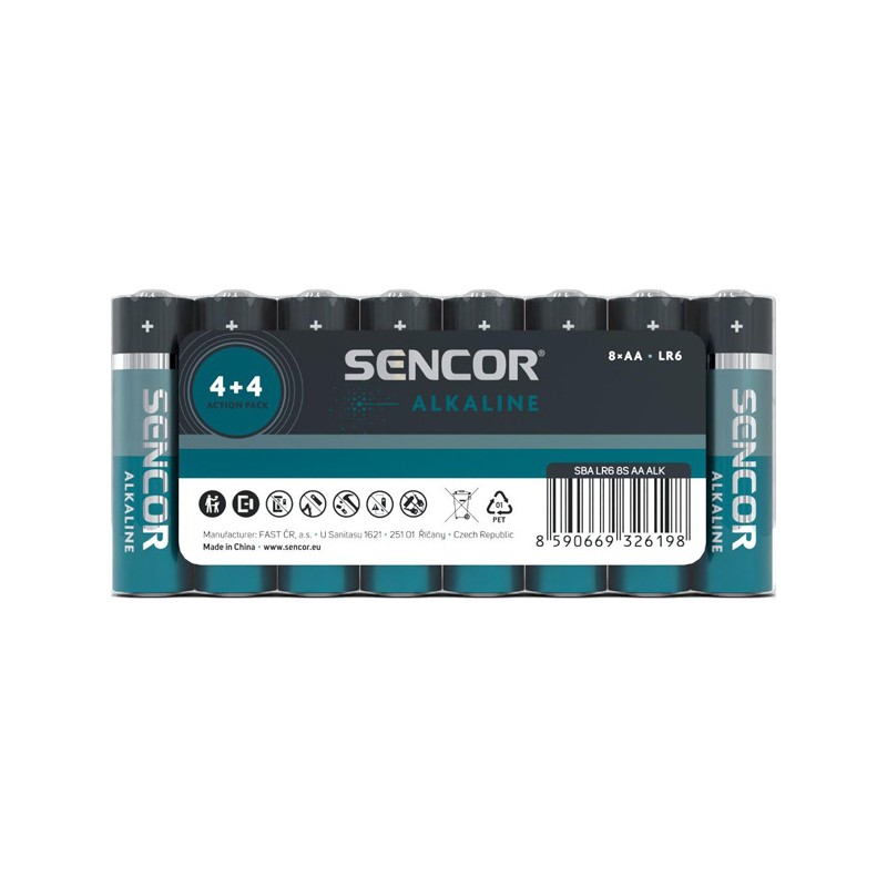 Sencor Jednorázová alkalická baterie AA, 8-pack