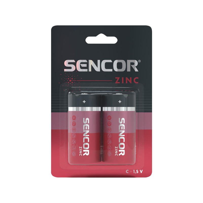 Sencor Jednorázová zinkouhlíková baterie C, 2-pack