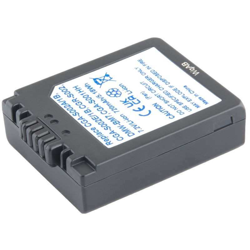 Panasonic CGA-S002, DMW-BM7 Li-Ion 7.2V 720mAh 5.2Wh
